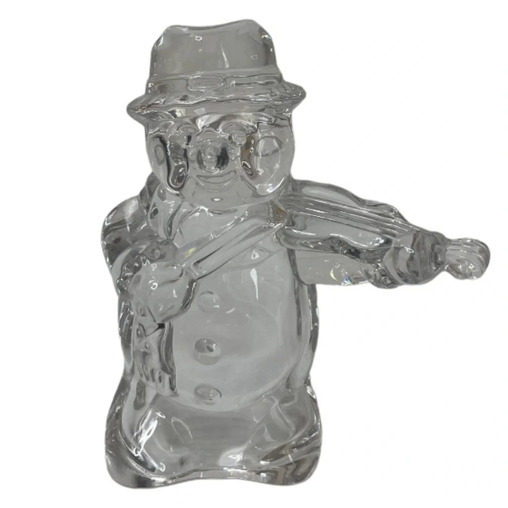 Mikasa Frostys Choir Crystal Snowman Playing Violin Glass Winter Christmas Decor